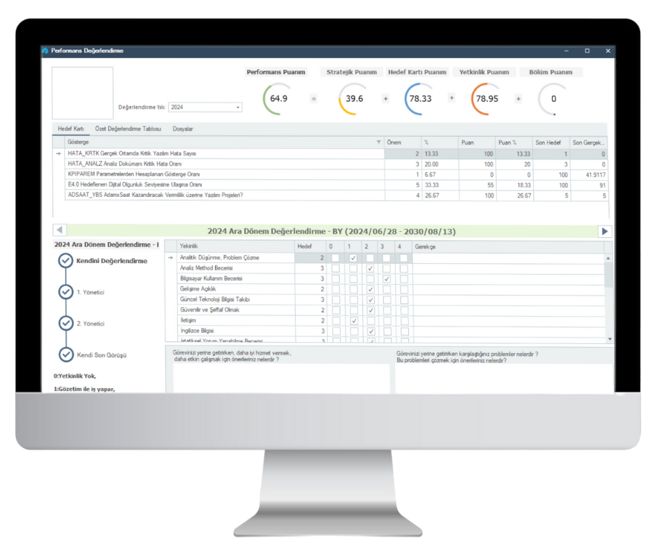 izRP ERP Performans Değerlendirme Ekranı